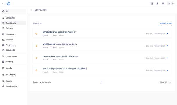 Tasks & Notifications page screenshot